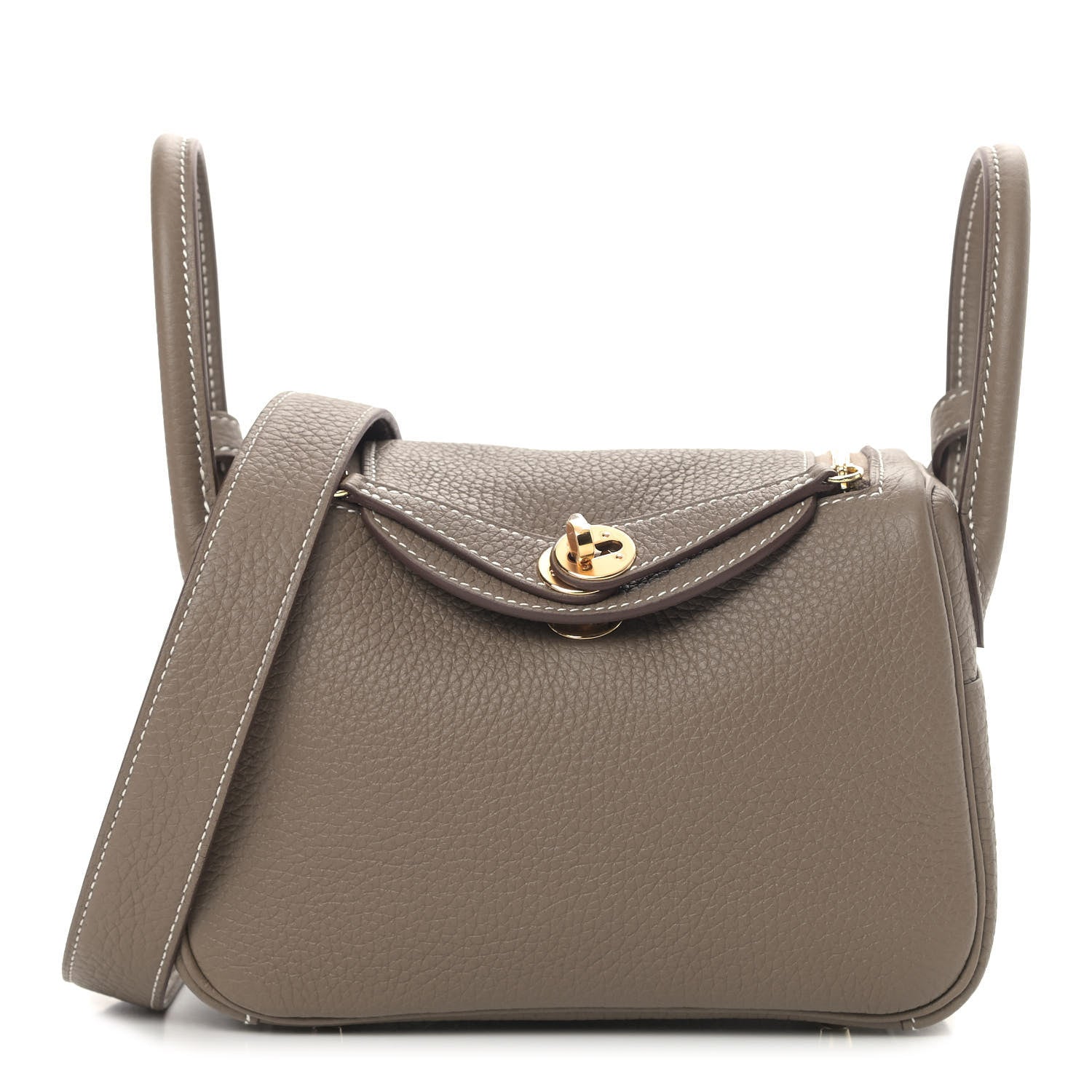 Hermes Taurillon Clemence Mini Lindy 20 Etoupe 1 of 9