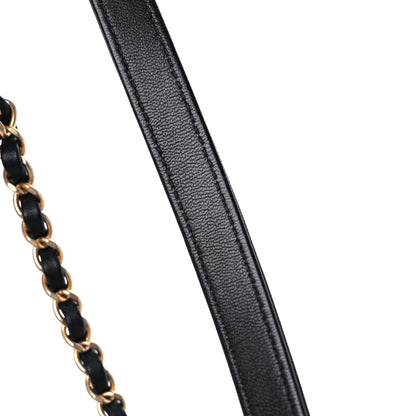 Chanel Goatskin Quilted Logo Small Chic Flap Black 17 of 18