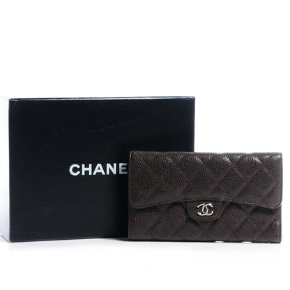 Chanel Caviar Quilted Long Flap Wallet Dark Brown 9 of 9