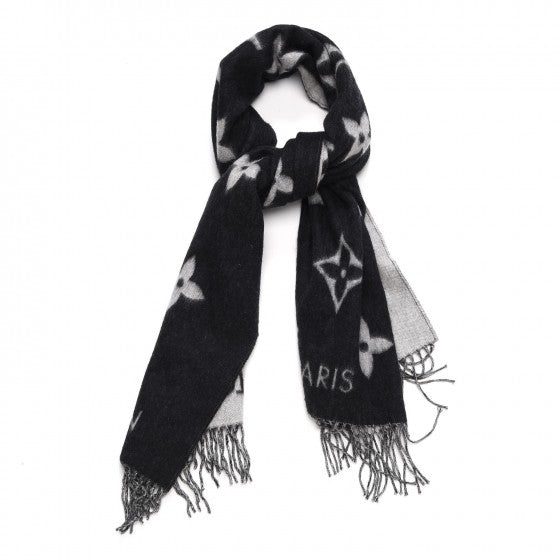 Louis Vuitton Cashmere Monogram Reykjavik Scarf Black 1 of 6