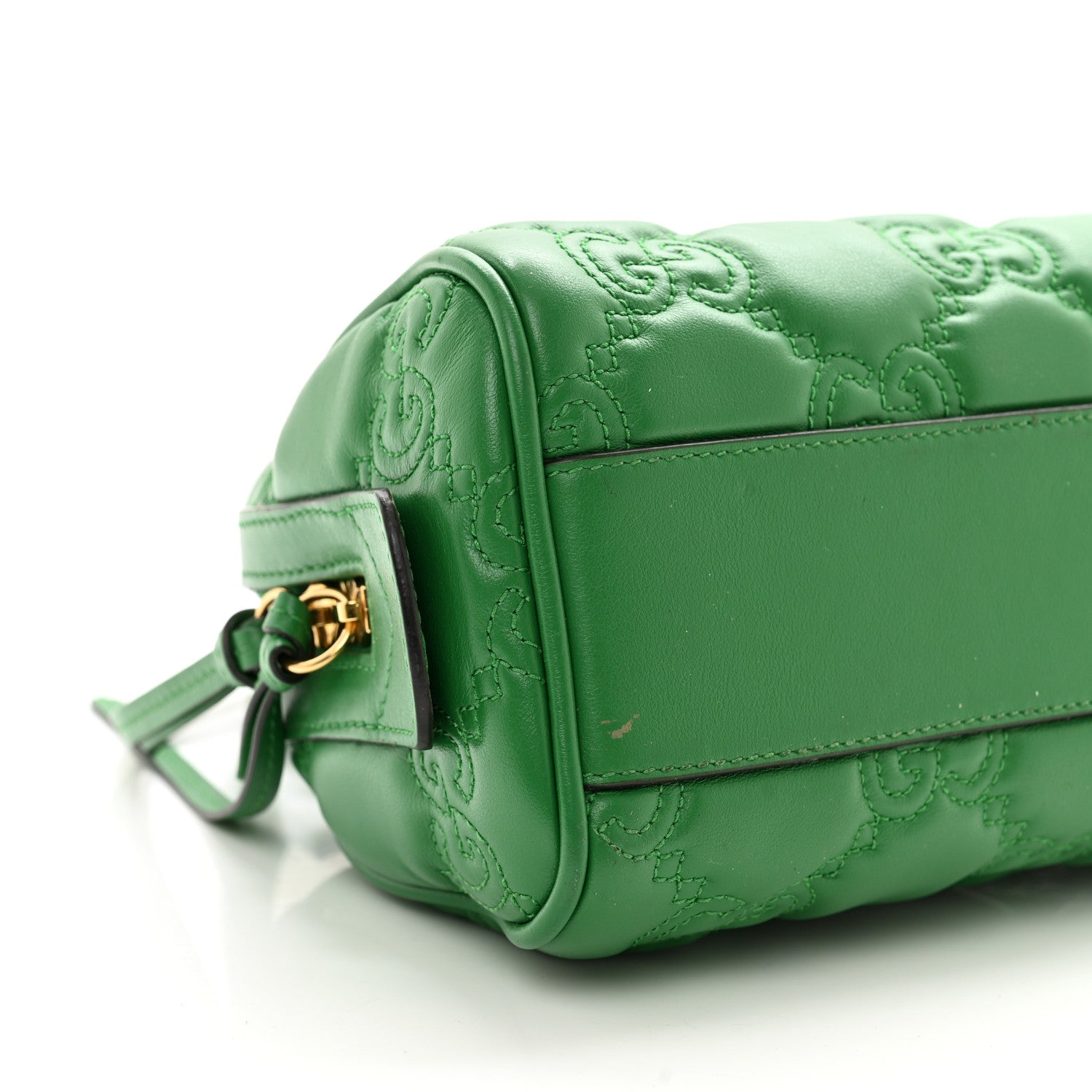 Gucci Calfskin GG Matelasse Mini Bowler Bag Spring Green Natural 10 of 12