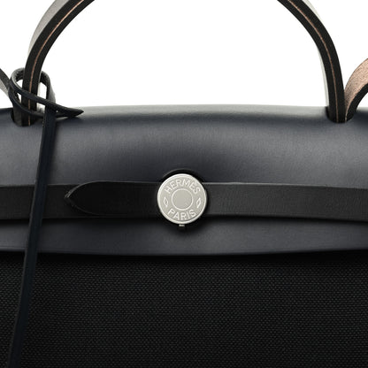 Hermes Military Toile Vache Hunter Herbag Zip Retourne 31 PM Black Bleu Indigo 9 of 10