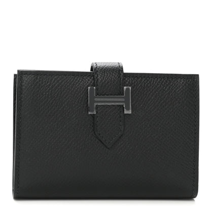 Hermes Epsom Monochrome Bearn Card Holder Wallet Black 1 of 7