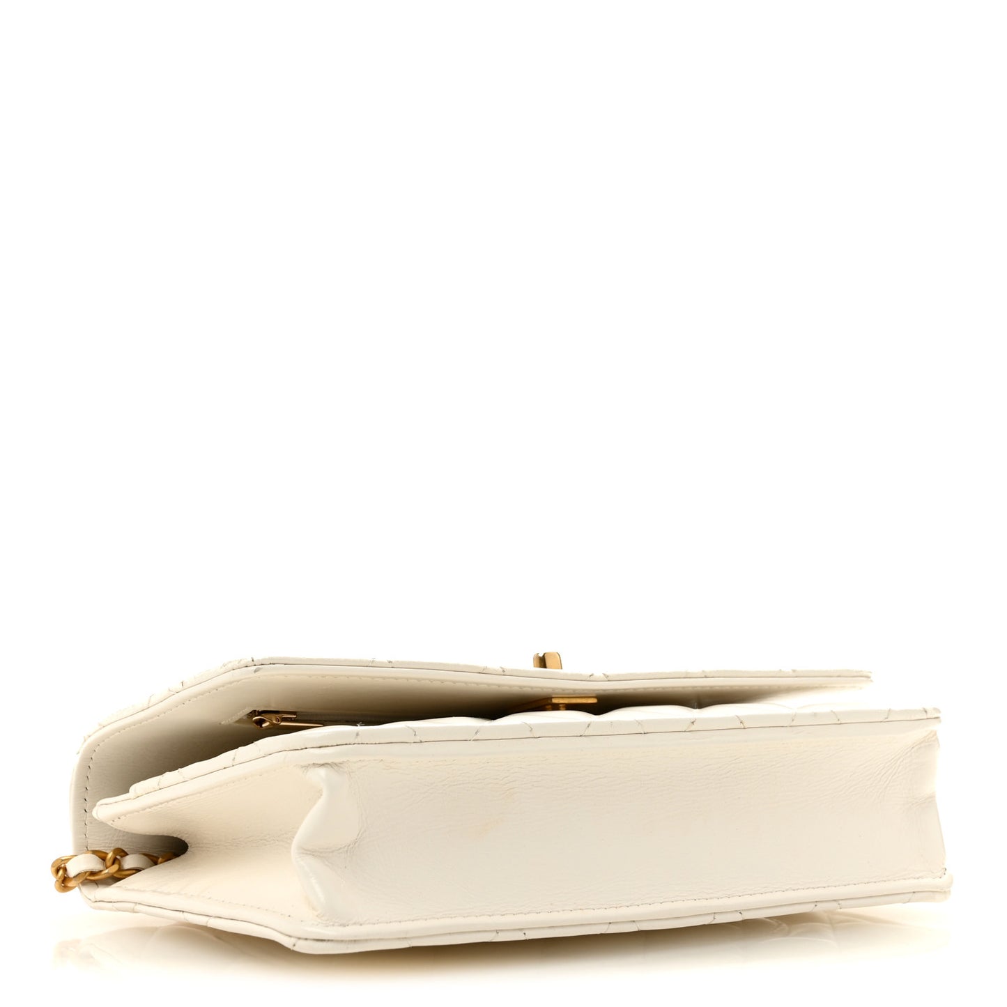 Shiny Calfskin Quilted Multicolor Top Handle Wallet On Chain WOC  White
