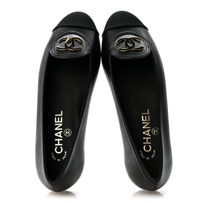 Chanel Calfskin Grosgrain Cap Toe CC Moccasin Loafers 37 Black 2 of 10