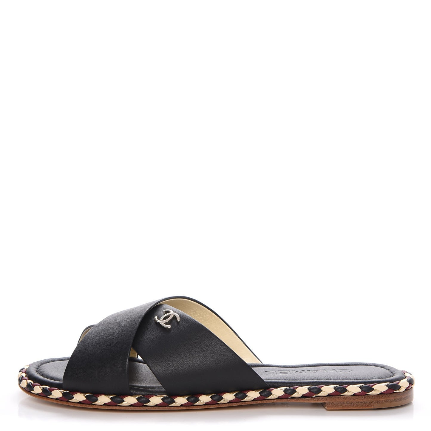 Lambskin Braided Mule Sandals 39 Black