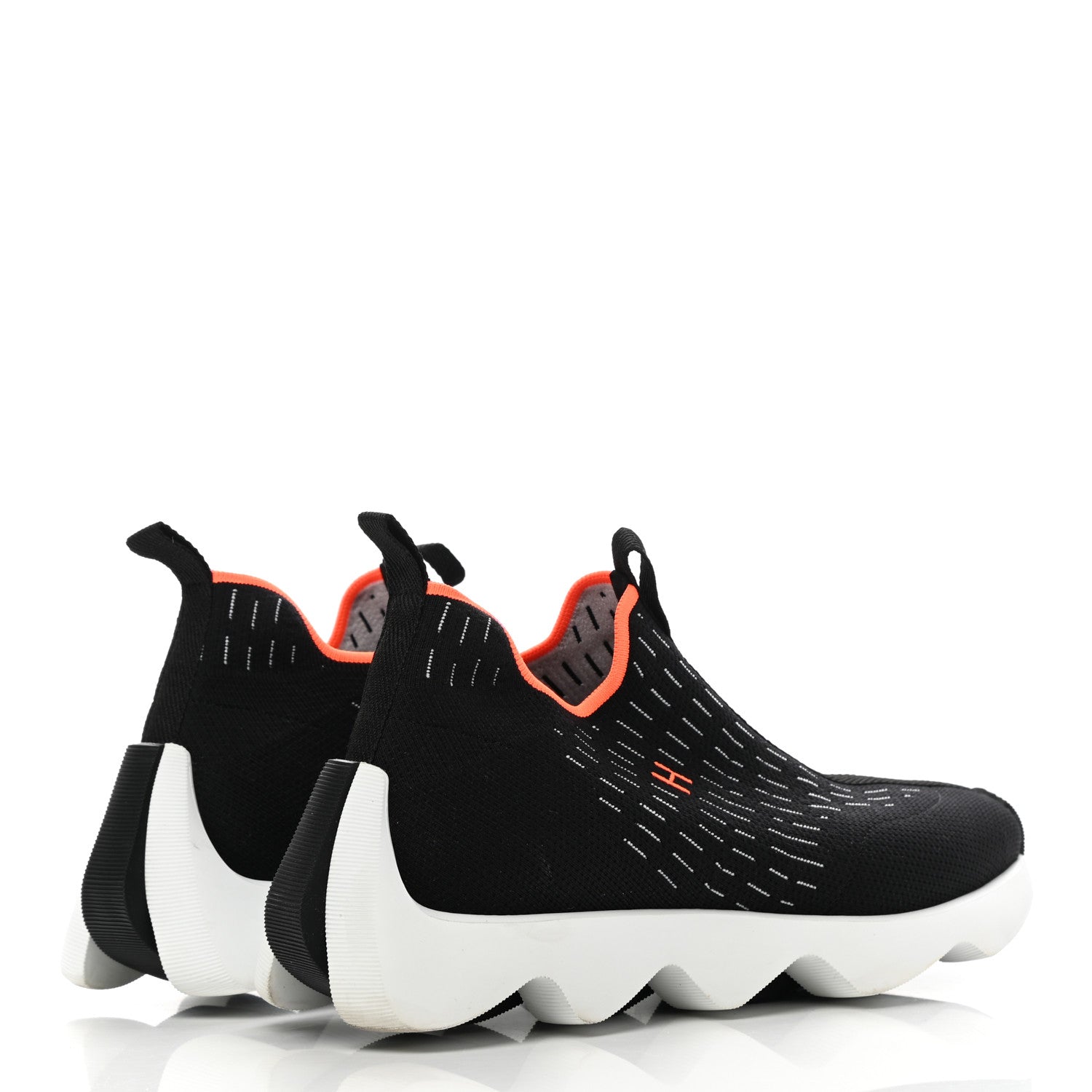 Hermes Technical Canvas Goatskin Womens Eclair Sneakers 39 Black 4 of 10