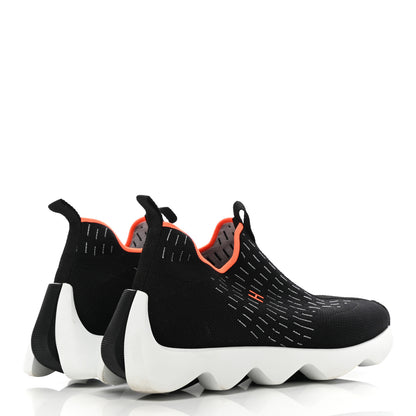 Hermes Technical Canvas Goatskin Womens Eclair Sneakers 39 Black 4 of 10