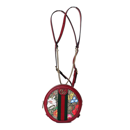 Gucci GG Supreme Monogram Web Flora Mini Ophidia Round Backpack Red 1 of 10
