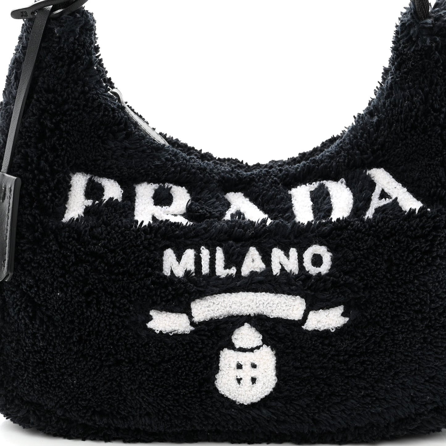 Terry Cloth Mini Re-Edition 2000 Bag Black White