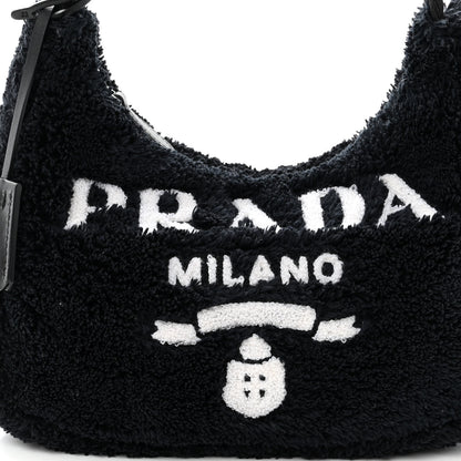 Prada Terry Cloth Mini Re-Edition 2000 Bag Black White 7 of 9