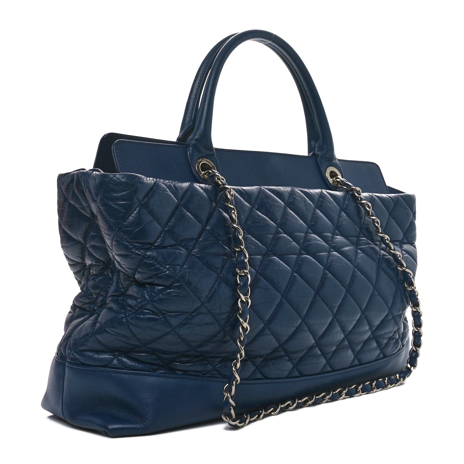 Chanel Aged Calfskin Quilted Be CC Tote Blue 3 of 12