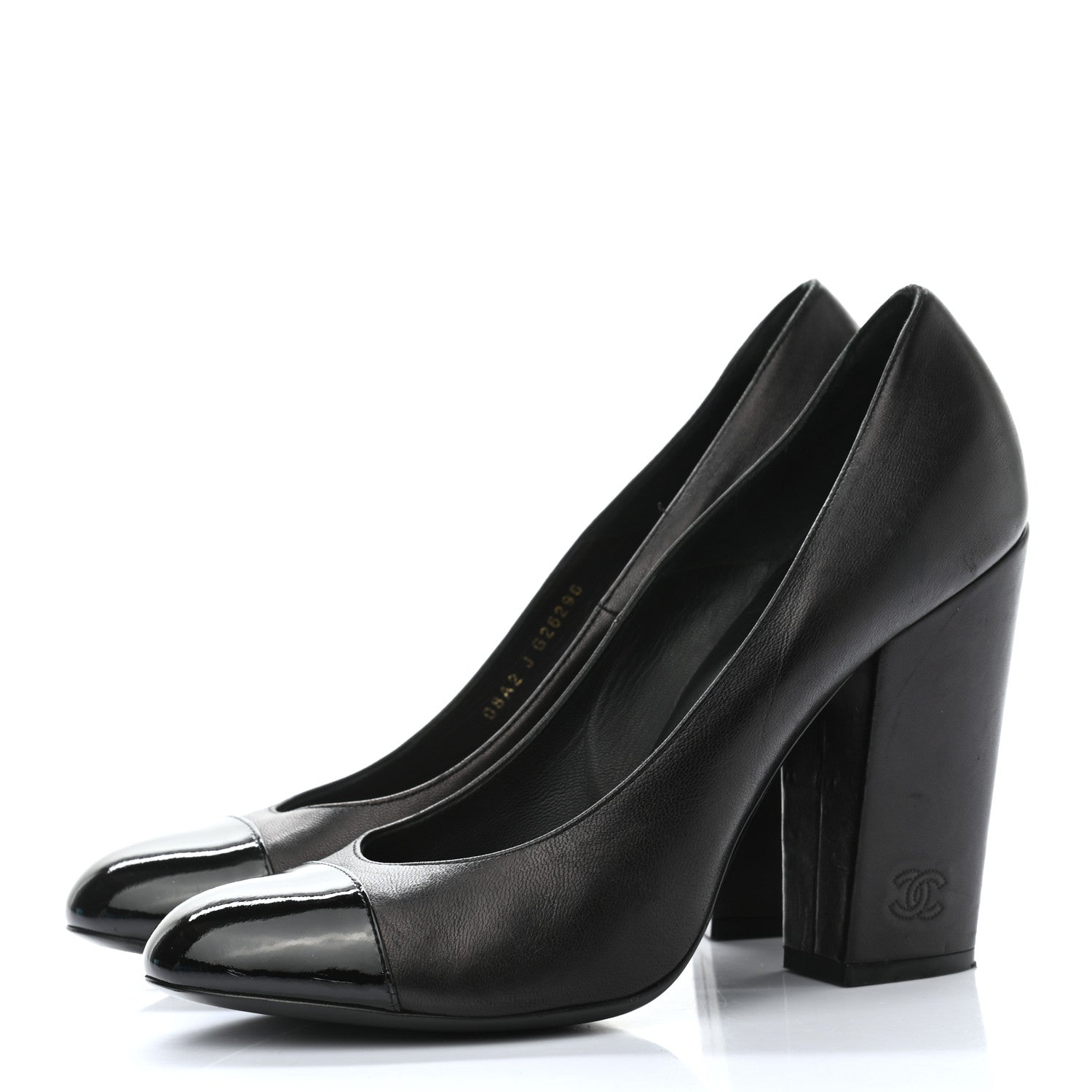 Chanel Lambskin Patent Cap Toe Escarpins CC Pumps 41 Black 3 of 10