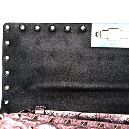 Valentino Garavani Metallic Wrinkled Lambskin Rockstud Spike Wallet on Chain Lipstick 10 of 13