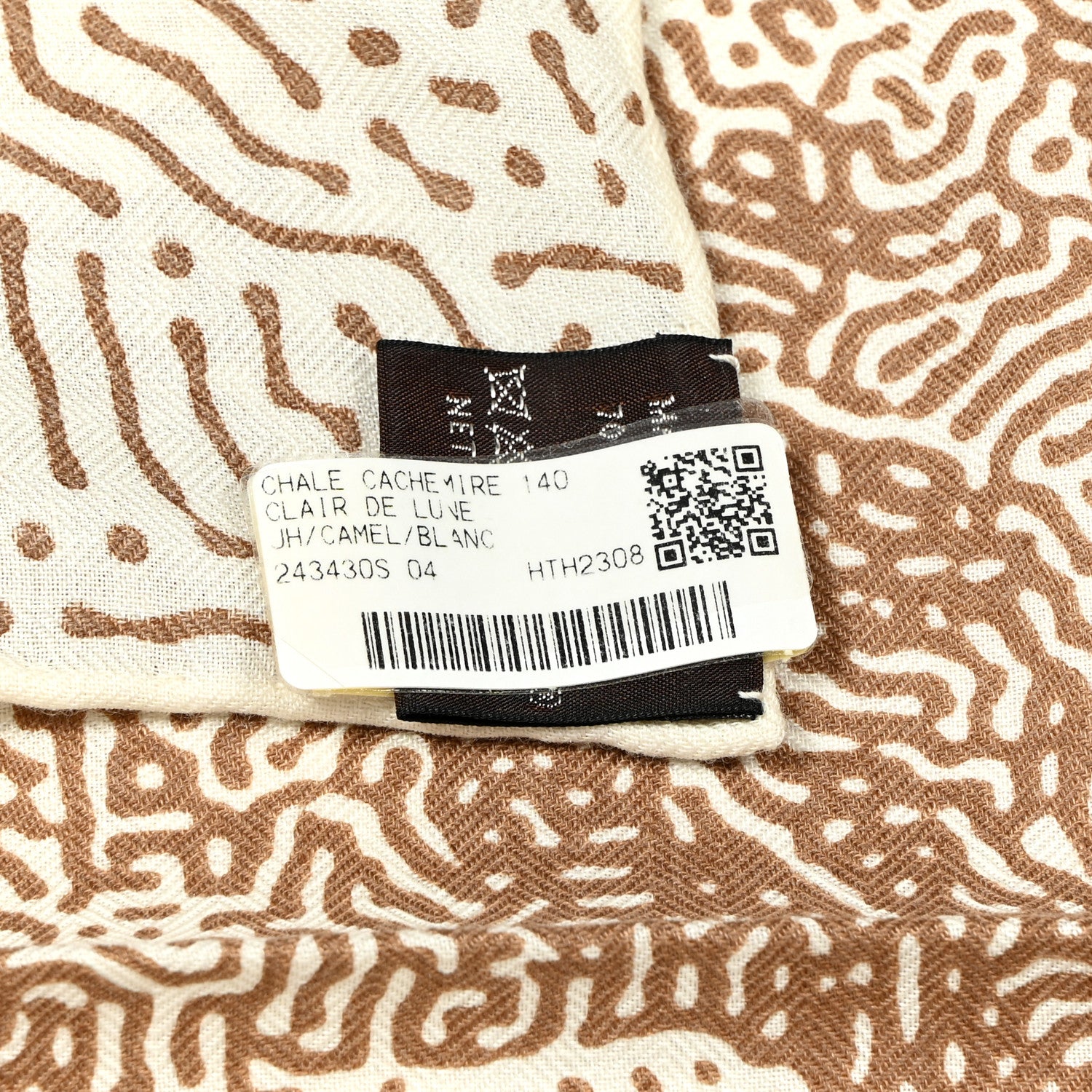 Hermes Silk Cashmere Clair De Lune Shawl 140 Camel White 5 of 5