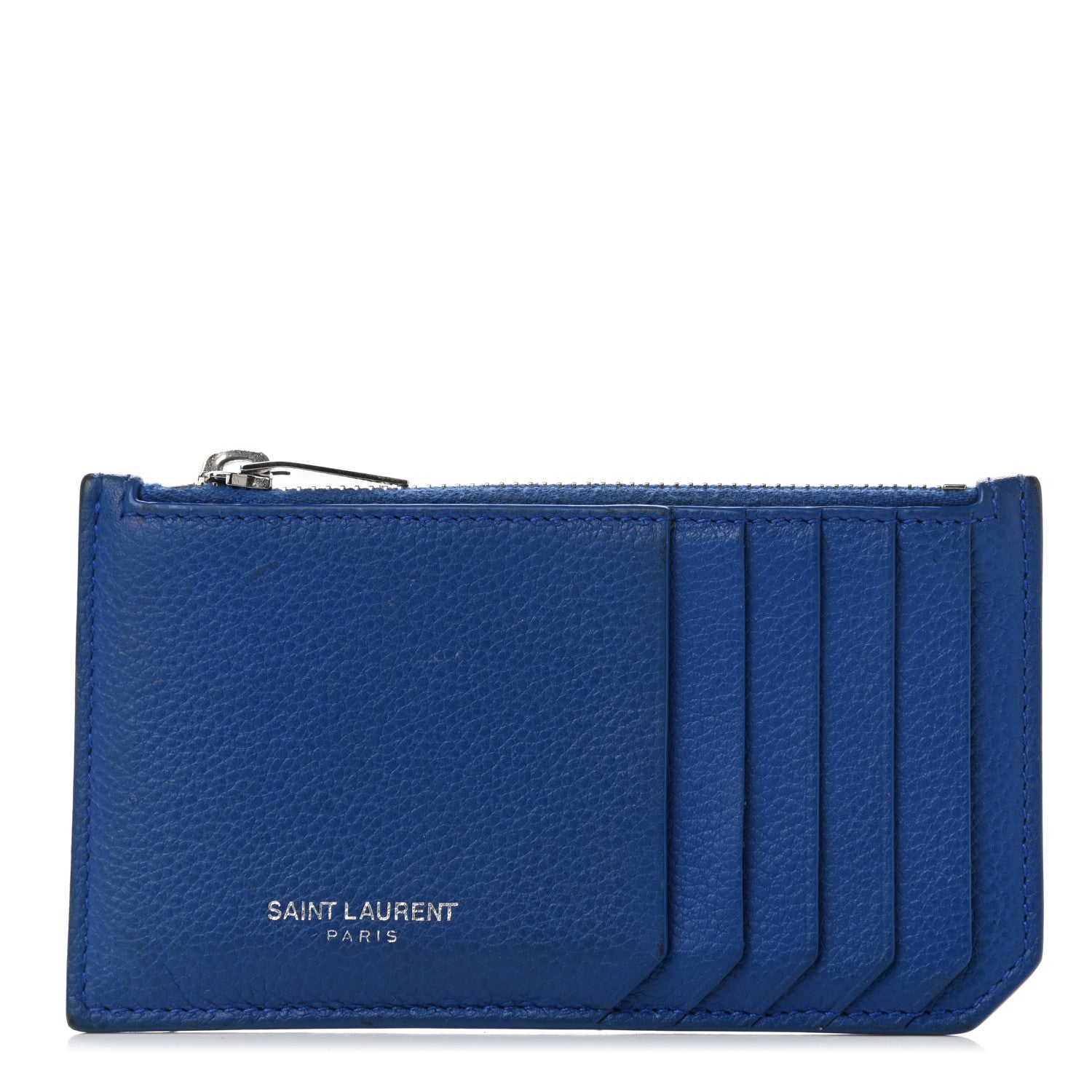 Saint Laurent Grained Calfskin 5 Fragments Zip Pouch Card Holder Deep Marjorelle 1 of 6