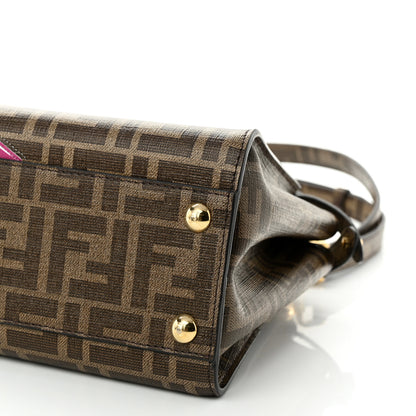 Fendi Glazed Fabric Vitello FF 1974 Hairdo Girls Inlay Mini Peekaboo Iconic Satchel Mogano Panna Multicolor 11 of 12