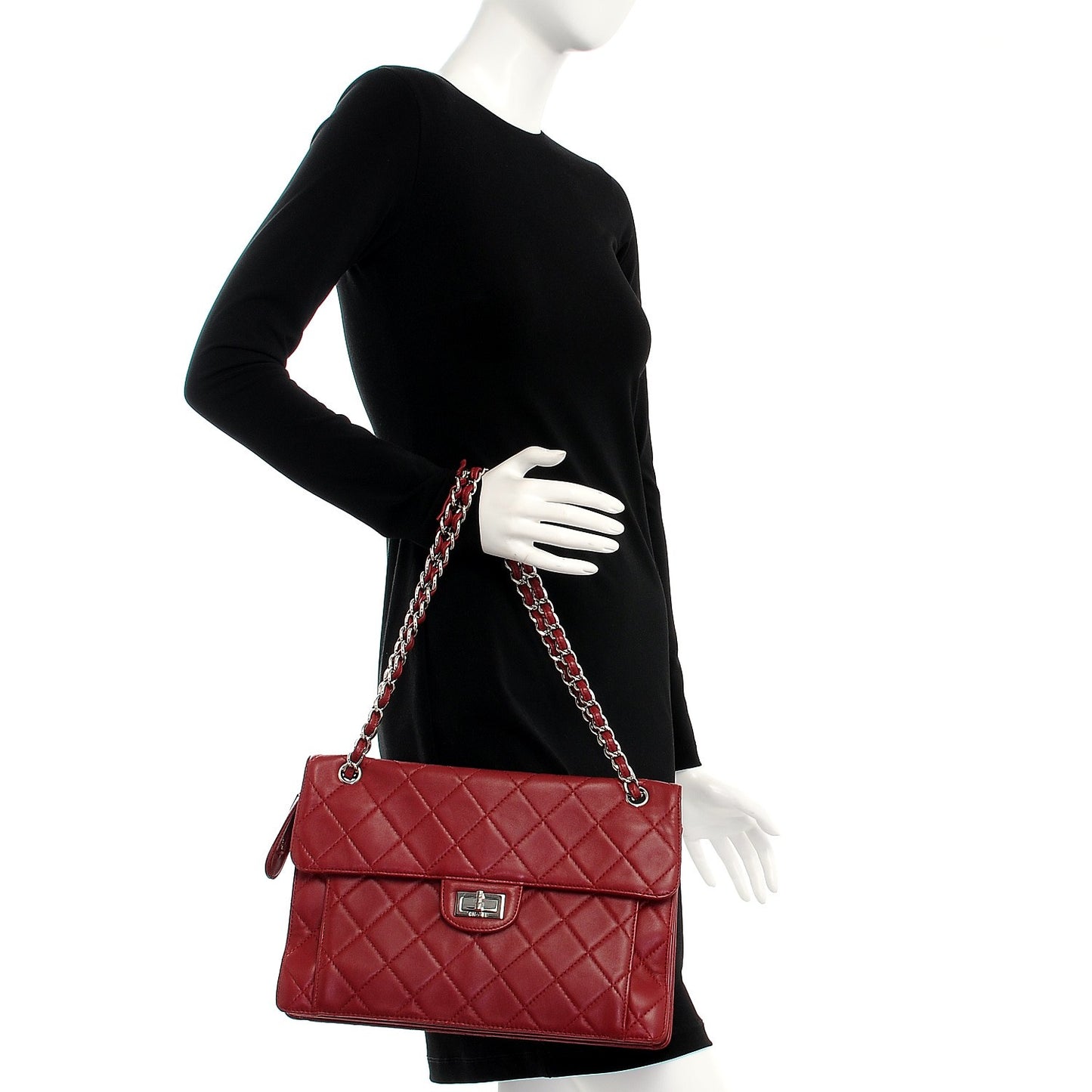 Lambskin Paris Bombay Reissue Accordion Flap Dark Red