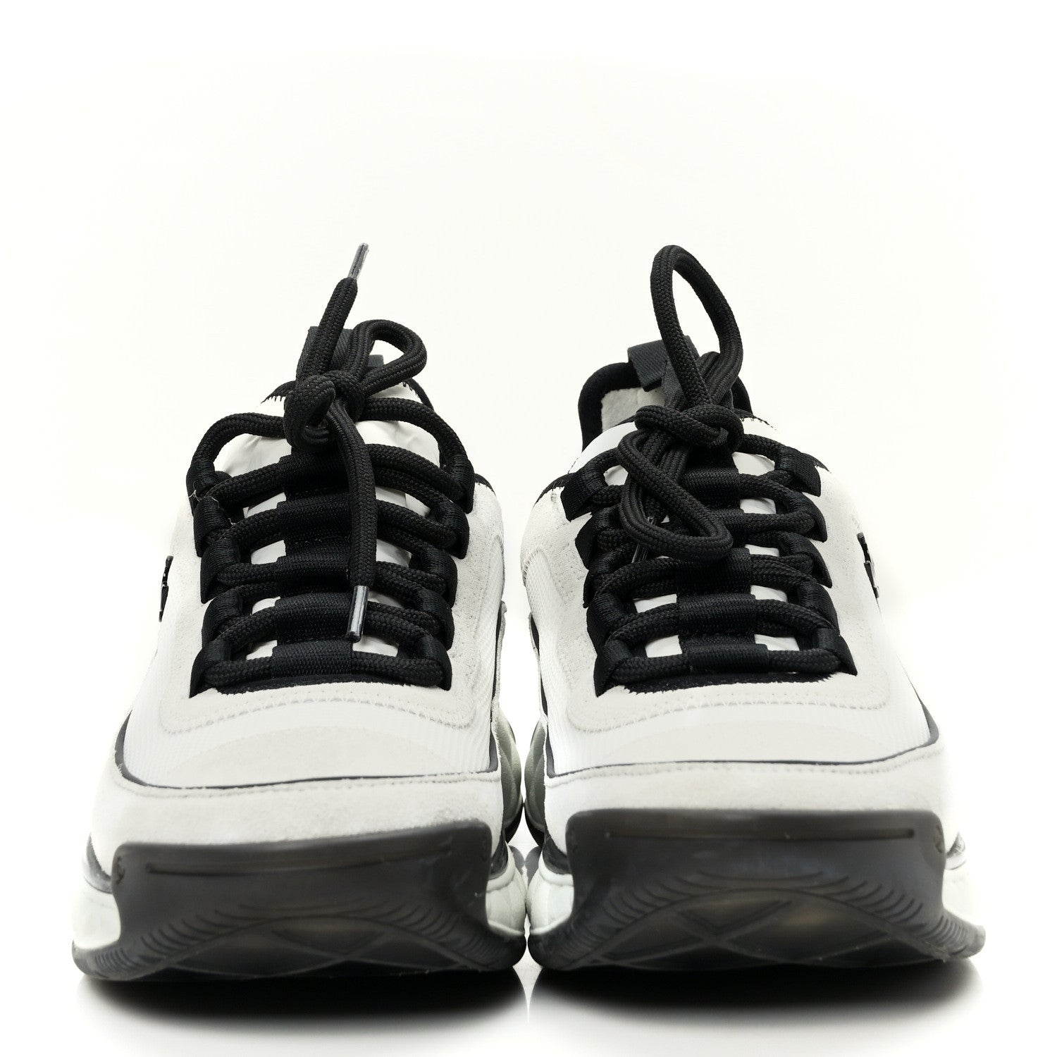 Chanel Suede Calfskin Mixed Fibers CC Sneakers 36 White Light Grey 2 of 9