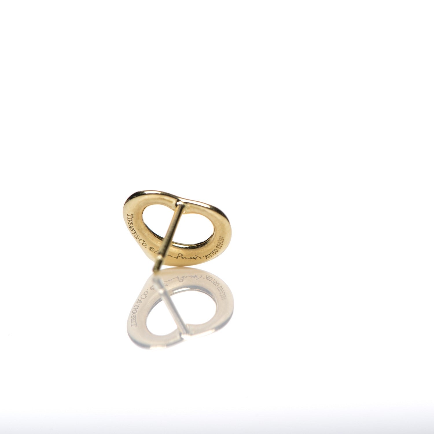 Tiffany 18K Yellow Gold 11mm Elsa Peretti Open Heart Earrings 6 of 8