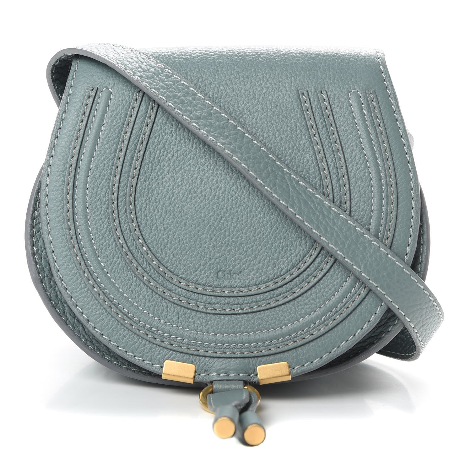 Chloe Calfskin Mini Marcie Round Crossbody Bag Faded Blue 1 of 11