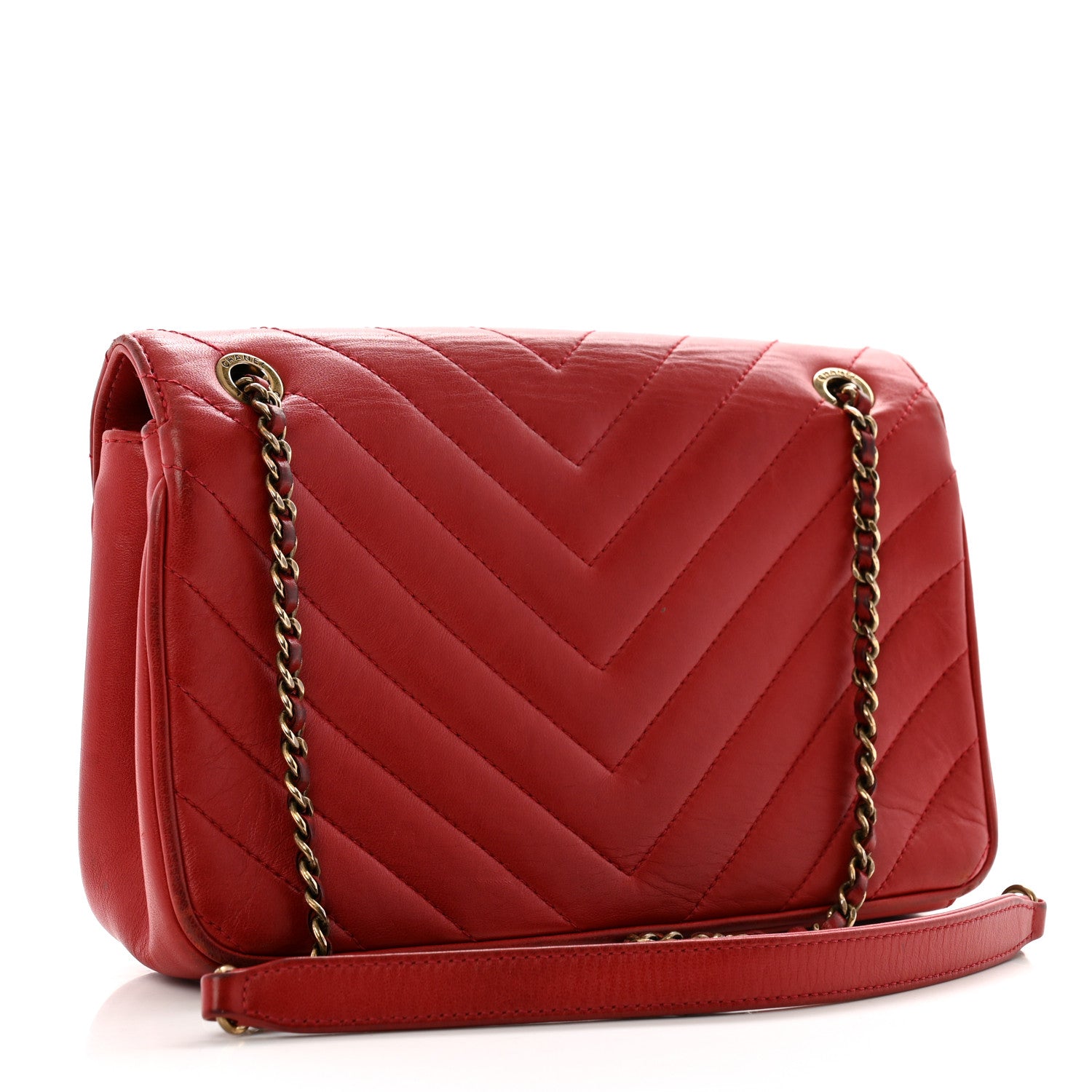 Chanel Lambskin Chevron Quilted Small Pyramid CC Flap Red 3 of 17