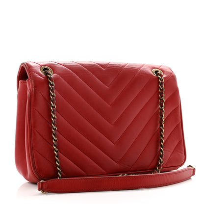 Chanel Lambskin Chevron Quilted Small Pyramid CC Flap Red 3 of 17