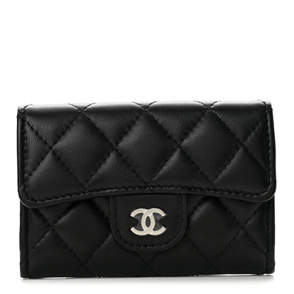 Chanel Lambskin Quilted Flap Card Holder Wallet Black 1 of 7