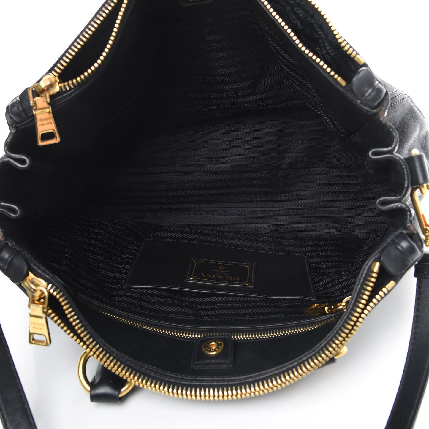Soft Calfskin Double Zip Shoulder Bag Black