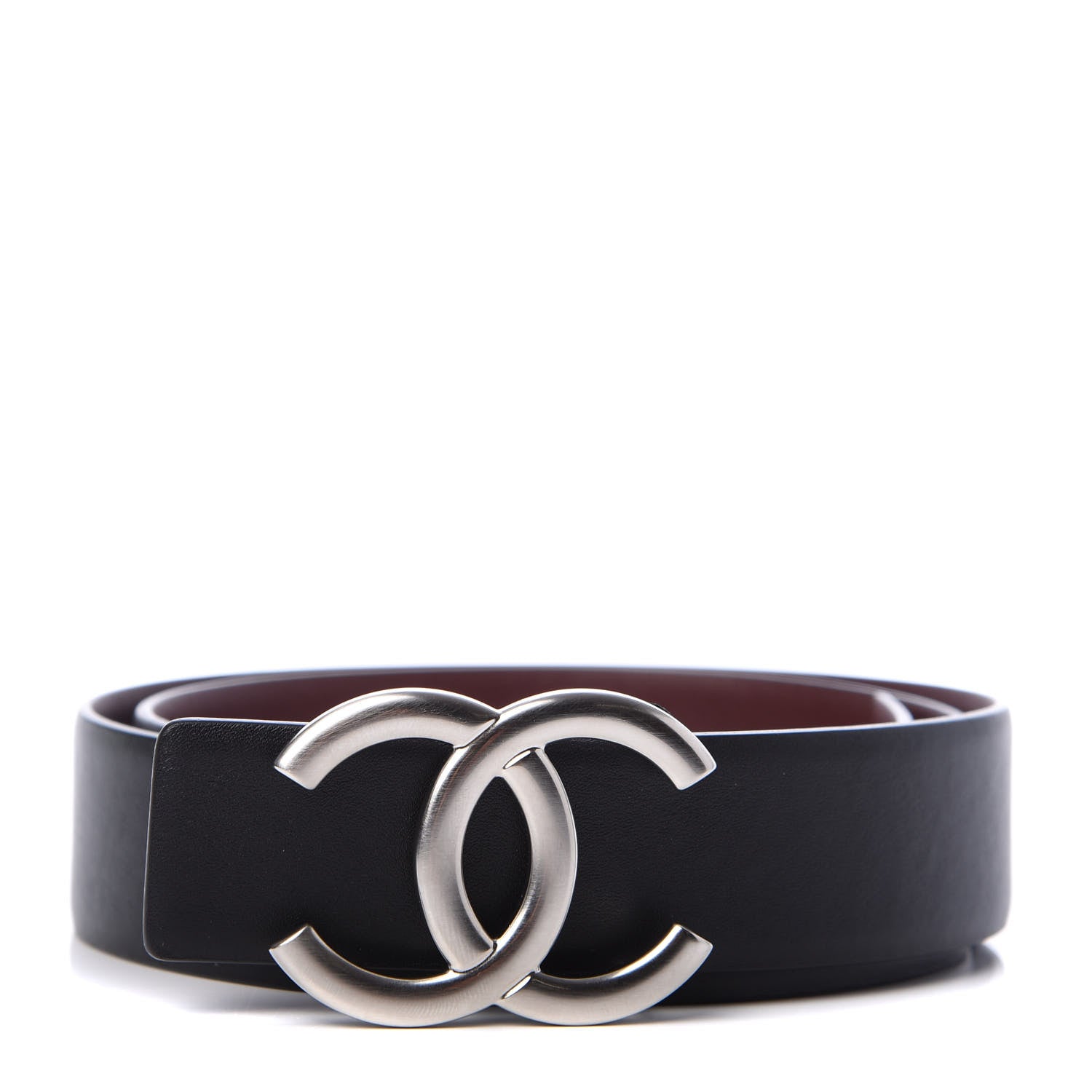 Chanel Calfskin CC Reversible Belt 75 Black Burgundy 1 of 4