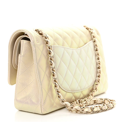 Chanel Iridescent Lambskin Quilted Medium Double Flap Ivory 4 of 12