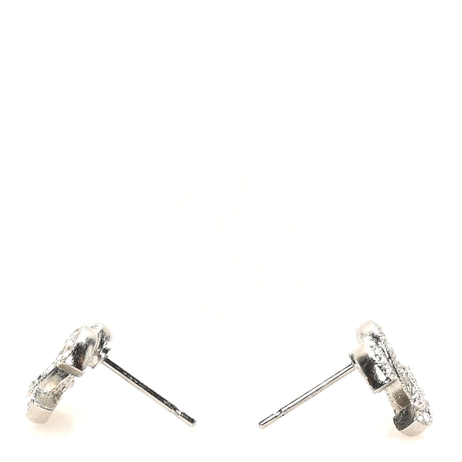 Chanel Crystal Timeless CC Earrings Silver 2 of 4