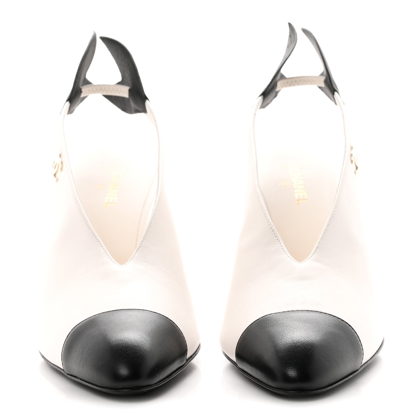 Lambskin Slingback Pumps 40 White Black