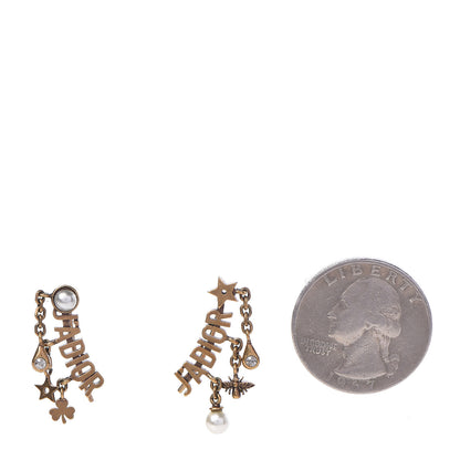 Christian Dior Pearl Crystal J'Adior Earrings Aged Gold 2 of 4