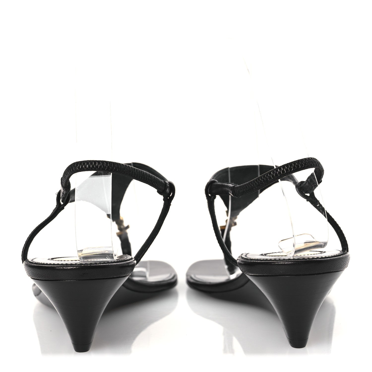 Saint Laurent Smooth Calfskin Cassandra Monogram Sandals 38 Black 12 of 22