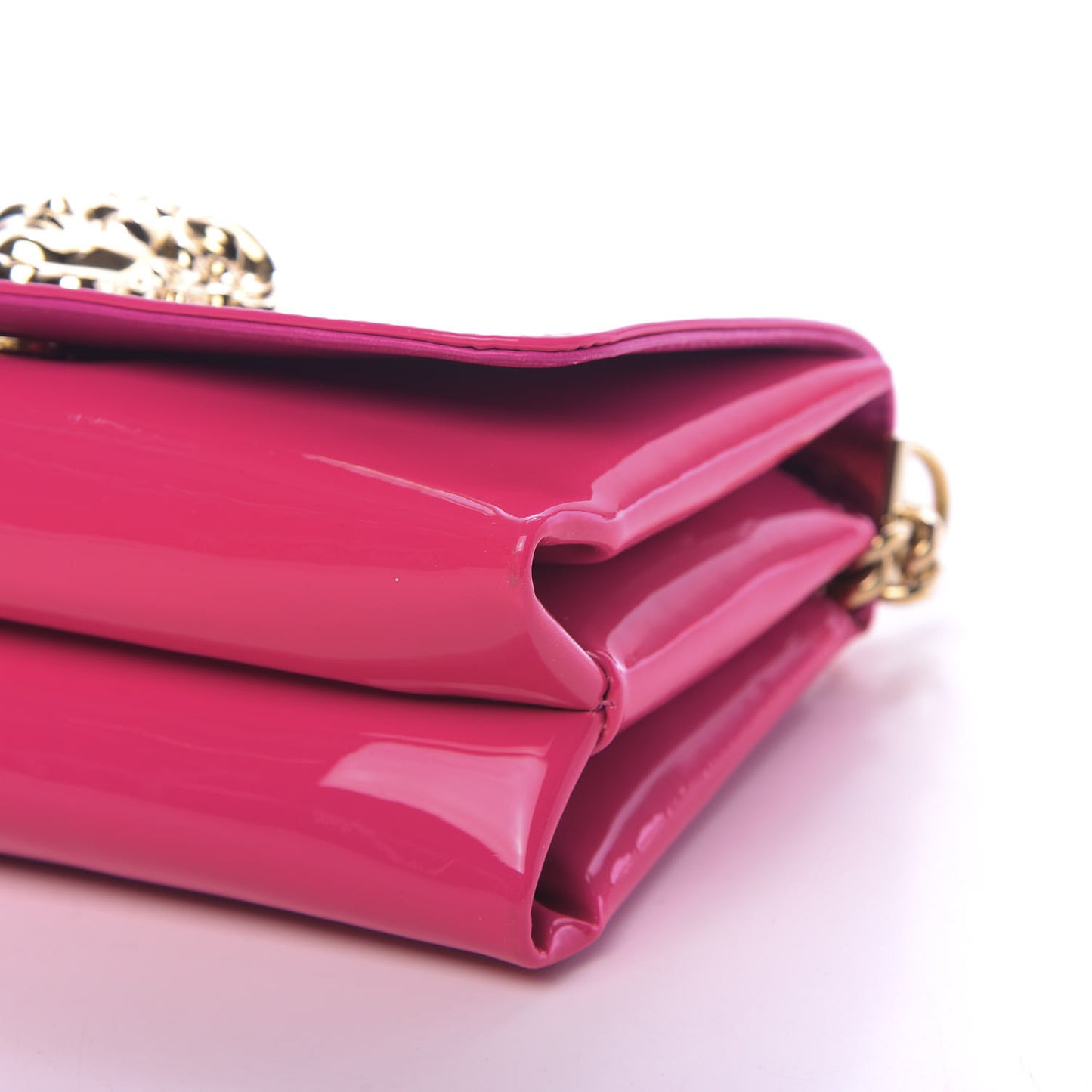 Patent Palazzo Medusa Chain Shoulder Bag Pink