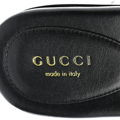Gucci Cosmo Softy Calfskin Canvas Interlocking G Cut Out Slide Sandals 37.5 Natural Black 8 of 8