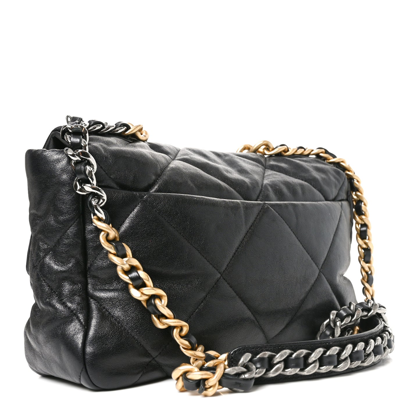 Goatskin Quilted Large Chanel 19 Flap Black