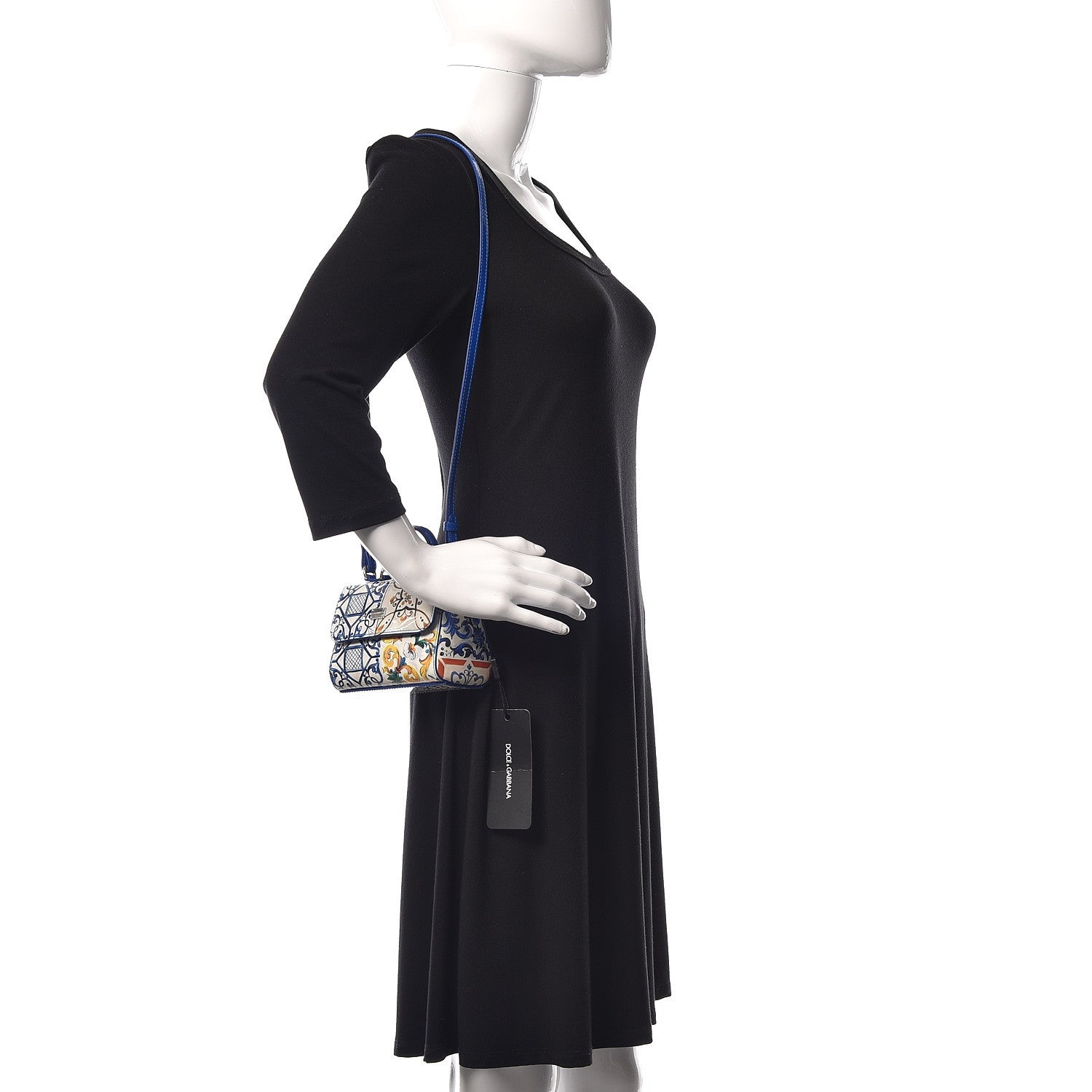 Dolce & Gabbana Vernis Micro Majolica Printed Miss Sicily Satchel White Blue 2 of 10