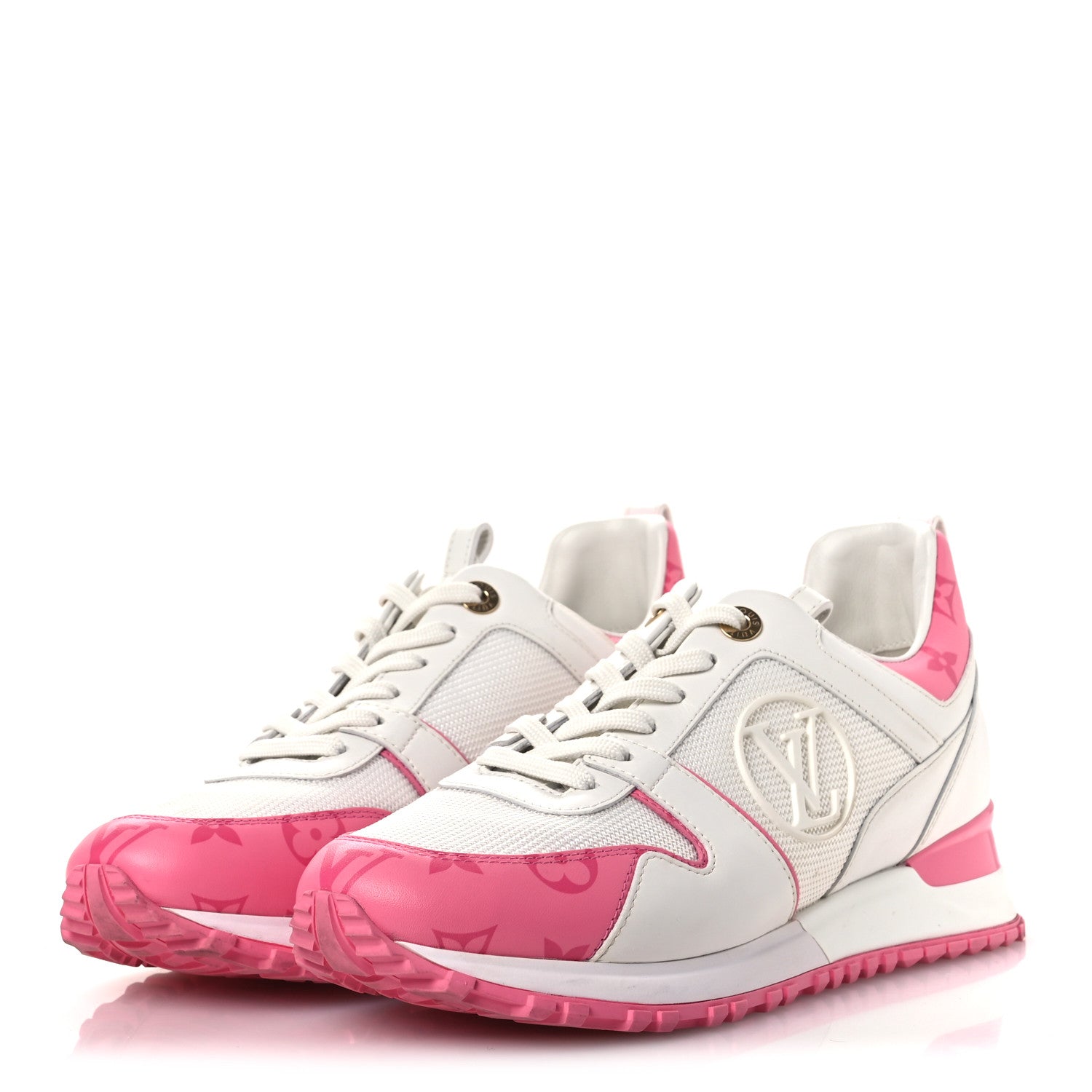 Louis Vuitton Calfskin Monogram Run Away Sneakers 38.5 White Pink 4 of 14