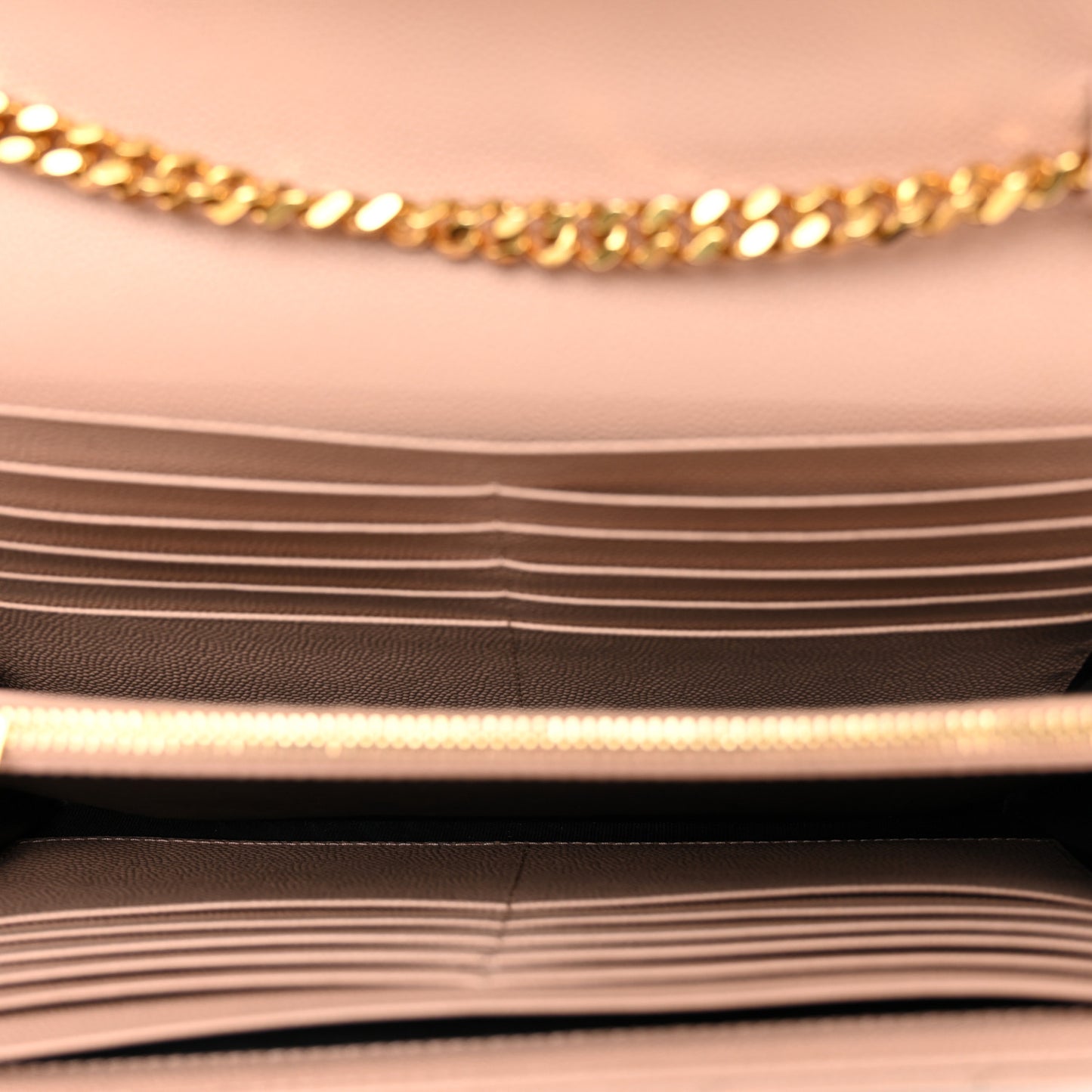 Grain De Poudre Matelasse Chevron Monogram Chain Wallet Pale Pink
