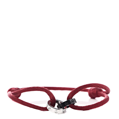 Cartier 18K White Gold Ceramic 4 Diamond LOVE Cord Bracelet Red 1 of 6