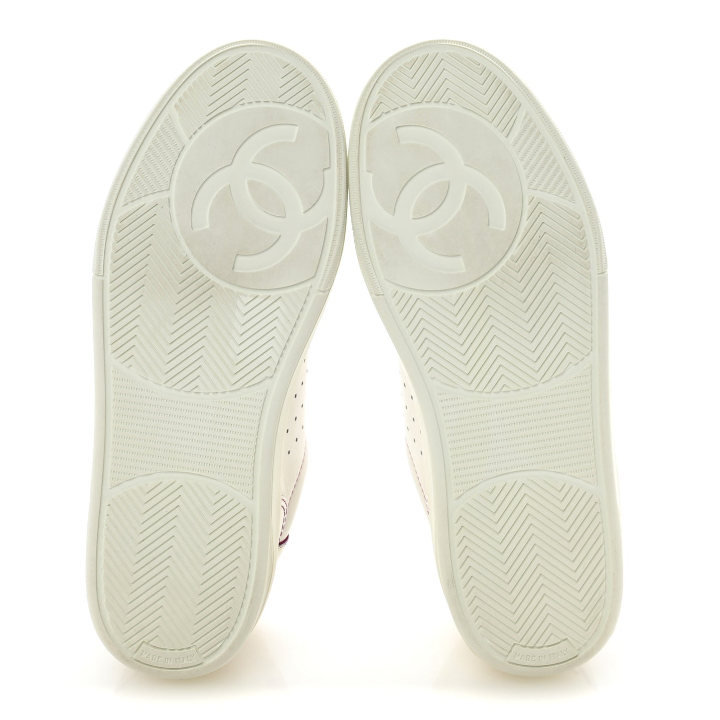 Calfskin Womens Logo Sneakers 38 White Pink