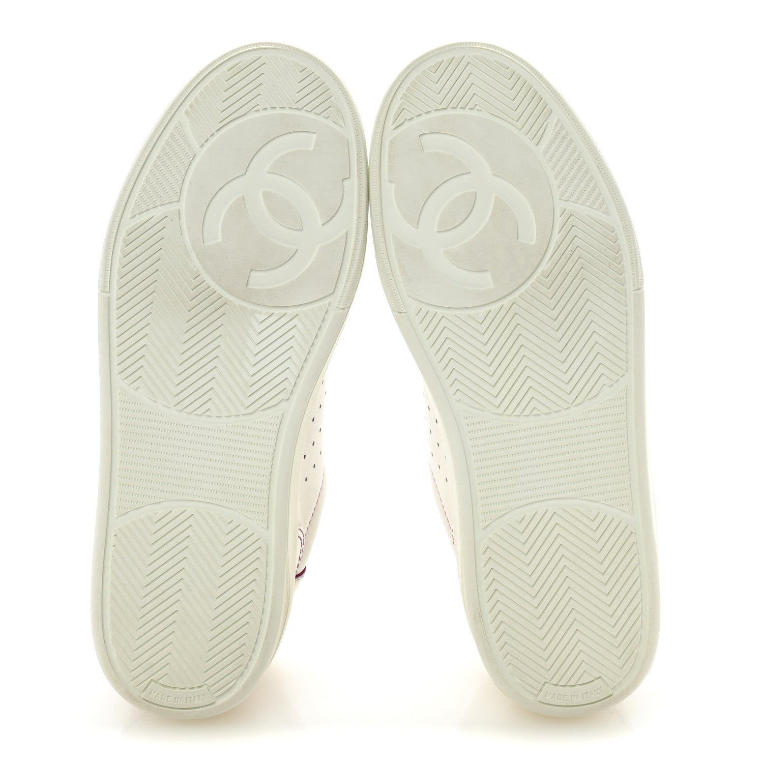 Chanel Calfskin Womens Logo Sneakers 38 White Pink 6 of 10