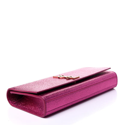Saint Laurent Metallic Calfskin Monogram Cassandre Clutch Fuchsia 4 of 11
