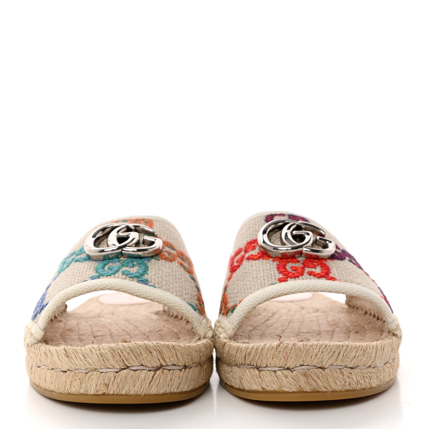Gucci Linen Psychedelic Mini GG Espadrille Slide Sandals 36.5 Multicolor 2 of 12