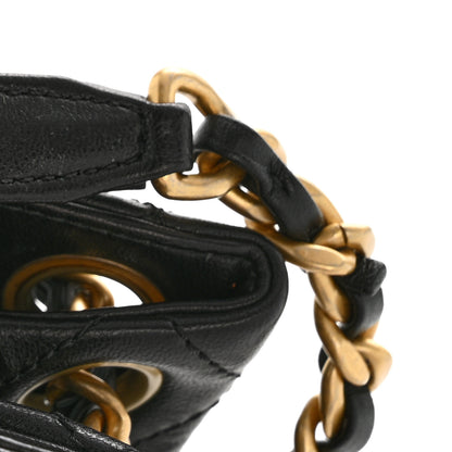 Chanel Lambskin Quilted Chaine Lettre Small Bucket Bag Black 13 of 14