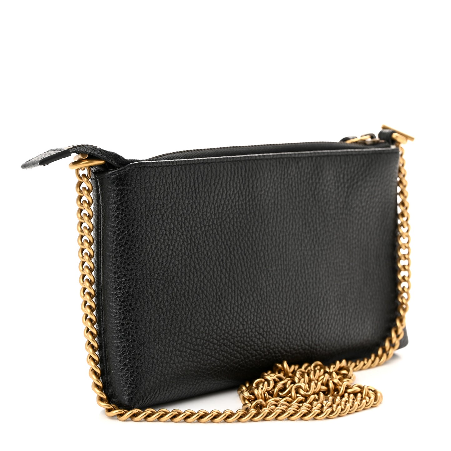 Pebbled Calfskin GG Marmont Zip Chain Bag Black