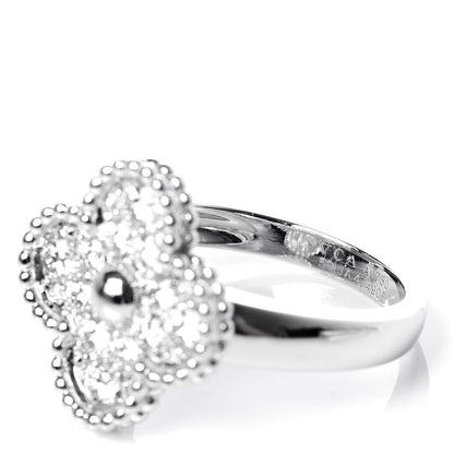 Van Cleef & Arpels 18K White Gold Diamond Vintage Alhambra Ring 49 5 5 of 5
