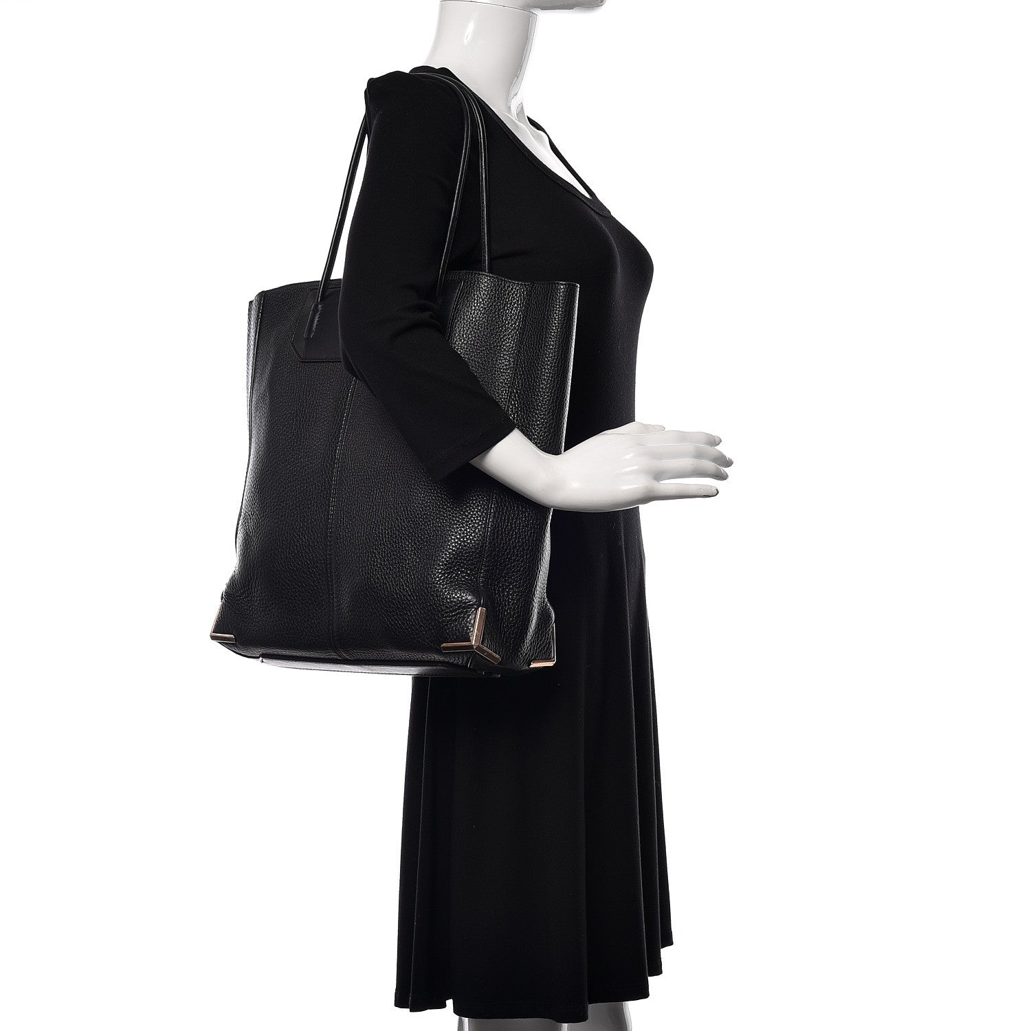 Alexander Wang Pebbled Calfskin Large Prisma Skeletal Tote Black Rose Gold Hardware 2 of 25